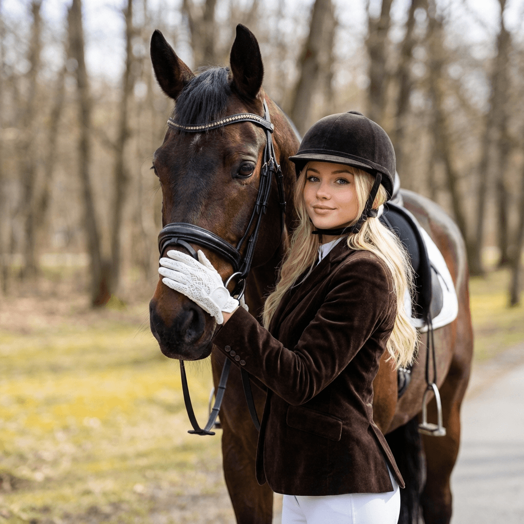 Всадница и ее вороной конь: результат ИИ обработки (1) в категории Портрет | AiPixia